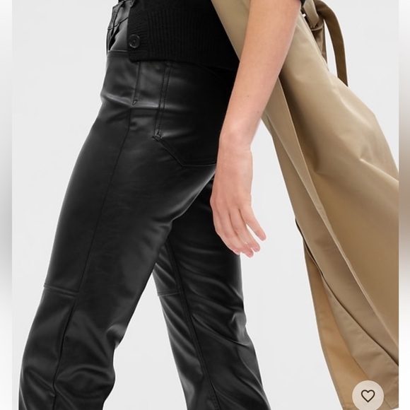 High Rise Vegan Leather Cheeky Straight Pants - Picture 5 of 7
